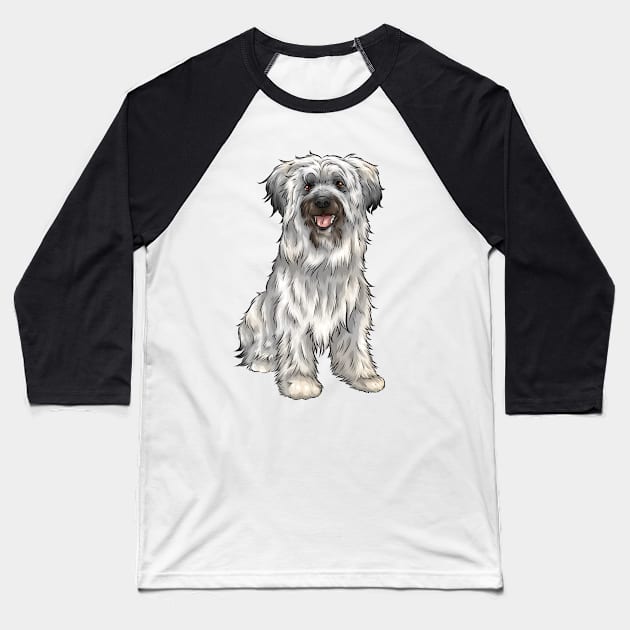 Cute Pyrenean Shepherd Dog | Sheepdog Baseball T-Shirt by Shirin Illustration